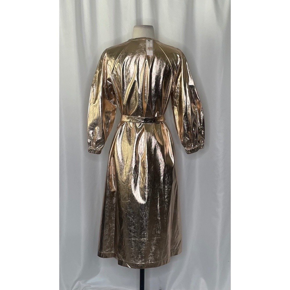 NWT!! Anthropologie MARE MARE Shine Faux‎ Leather Shirt Dress Pearl Metallic XS - Picture 10 of 15